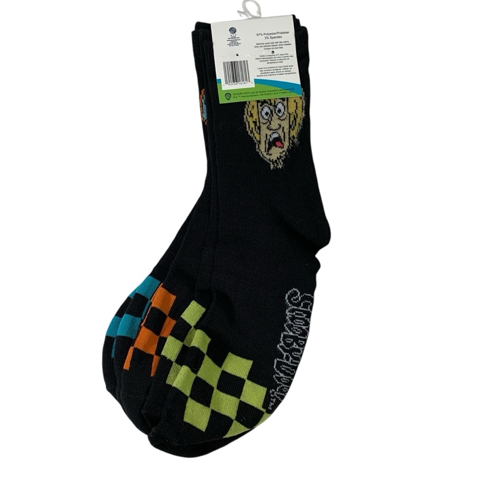 Scooby-Doo Shaggy the Mystery Machine Black Socks 3 Pairs Total NWT Size 6-12 - Picture 2 of 4